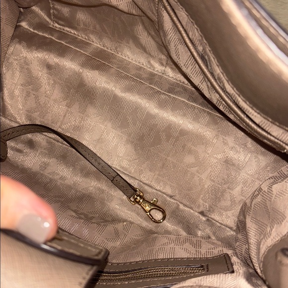 Michael Kors Taupe Saffiano Leather Convertible Tote Crossbody Bag - Picture 7 of 10
